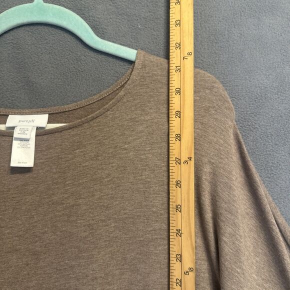 J. Jill Pure Jill Poncho Pima Cotton Plus Size 1X-2X Brown Earthtones Pockets - Picture 7 of 8